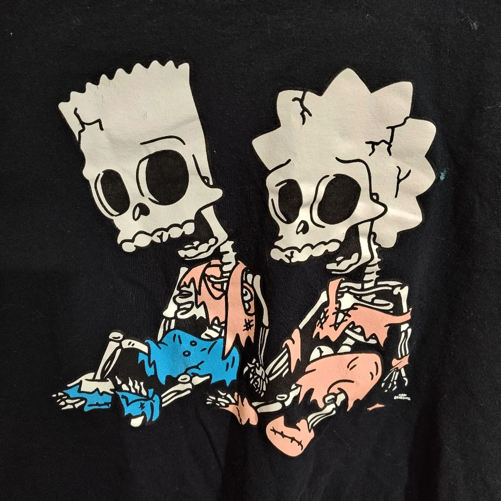 The Simpsons Bart And Lisa Skeleton Black T Shirt 2XL